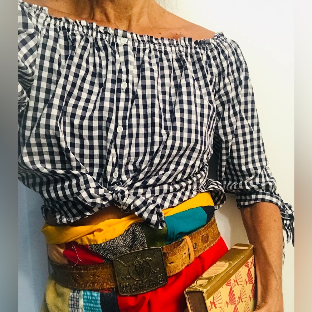 Summer Crop Top 100% Cotton Gingham by Caution to the Wind Size Small - Picture 4 of 11